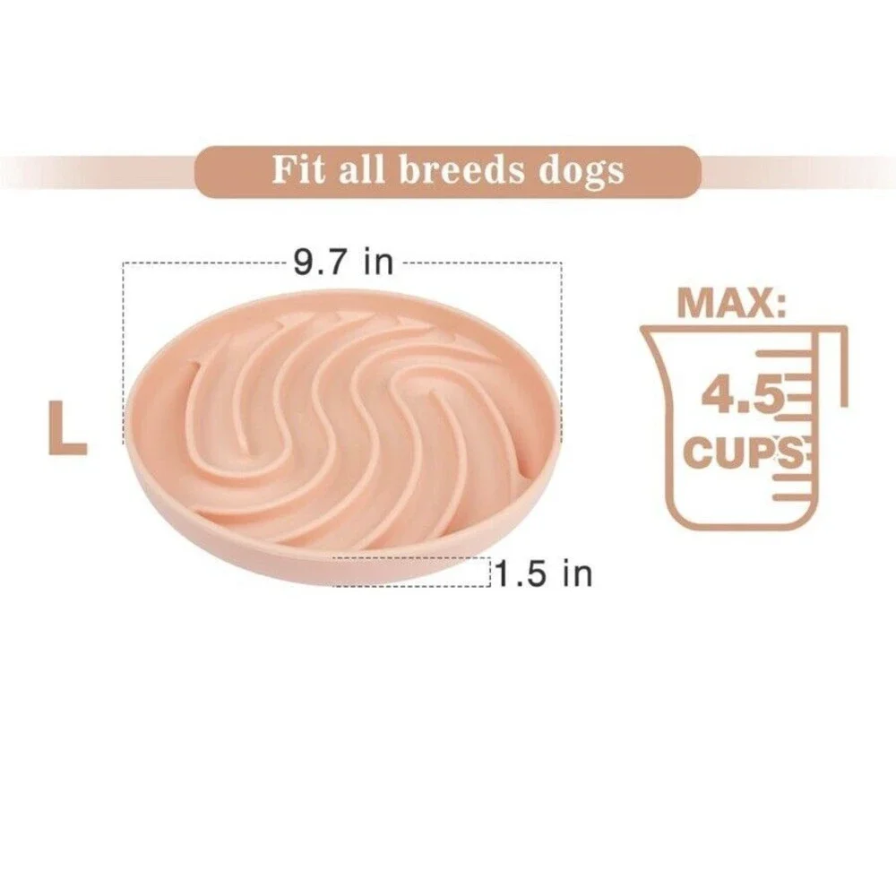 Silicone Slow Feeding Dog Bowl Slows Down Eating with Strong Suction Cups. NEW!!